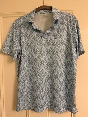 Light Blue Patterned Polo Shirt